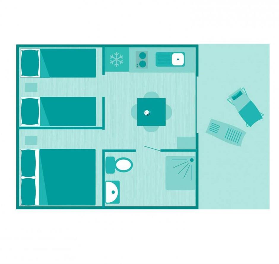 Plan des Lodge-Zeltes 4 Personen 2 Schlafzimmer 