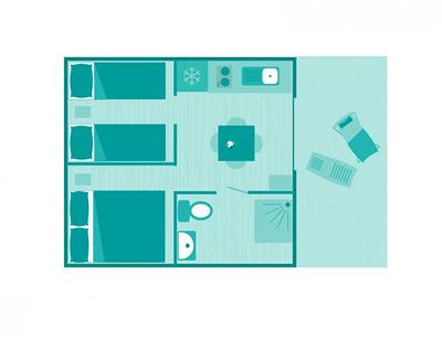 Plan des Lodge-Zeltes 4 Personen 2 Schlafzimmer
