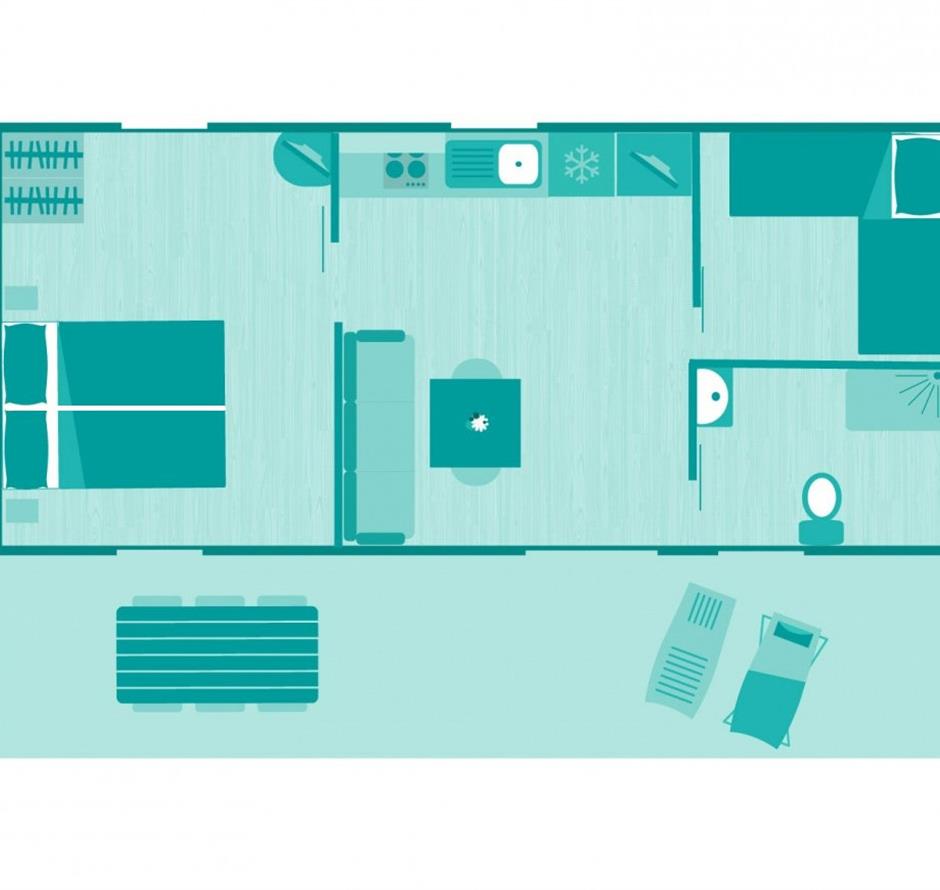 Plan des Cottages 4 Personen 2 Schlafzimmer PMR 