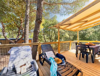 Außenterrasse des Cottage 6 Personen 3 Blumen