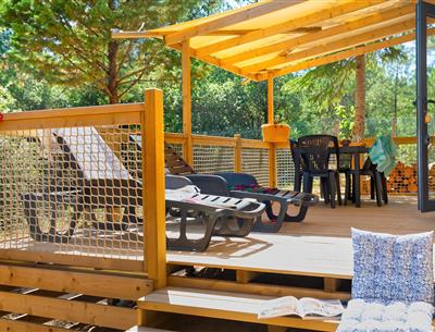 Terrasse des Cottage 5 Pers 3 Blumen
