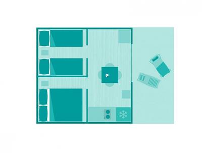 Plan des Lodge-Zeltes 4 Personen 2 Blumen