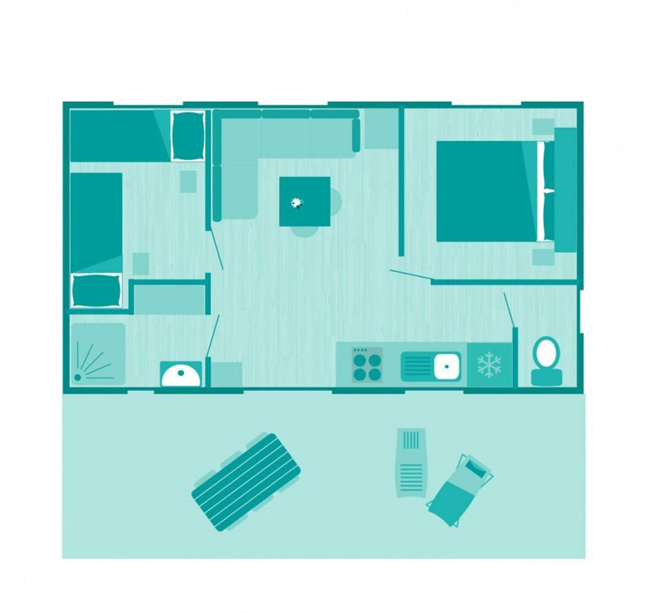 Plan des Cottage 4 Pers 2 Blumen 