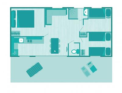 Plan des Cottages 6 Personen 3 Blumen