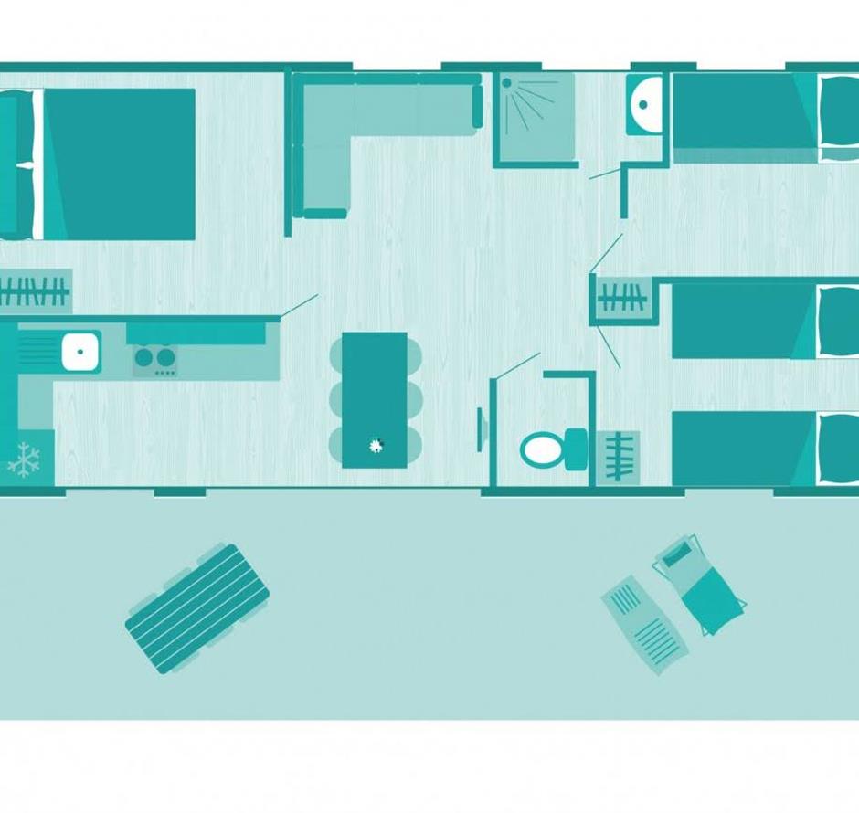 Plan des Cottages 6 Personen 3 Blumen 