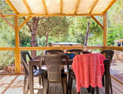 Terrasse des Cottage 6 Personen 3 Schlafzimmer 4 Blumen