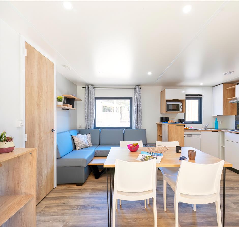 Wohnzimmer des Cottage 6 Personen 3 Schlafzimmer 4 Blumen 